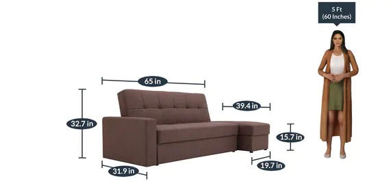 Solid Wooden Frame Fabric Storage Sofa Cum Bed -