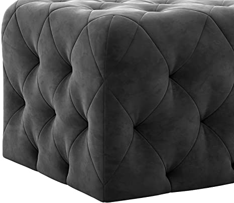 Solid Wooden Frame Fabric Velvet Ottoman -