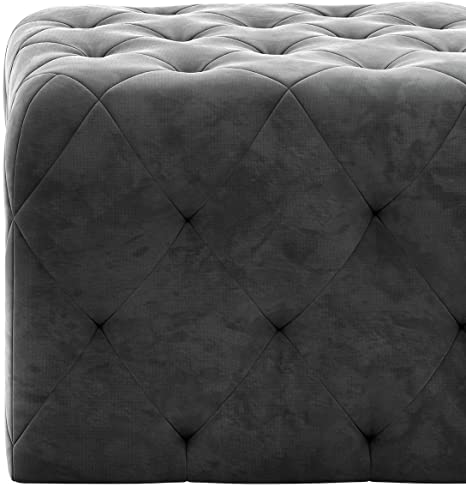 Solid Wooden Frame Fabric Velvet Ottoman -