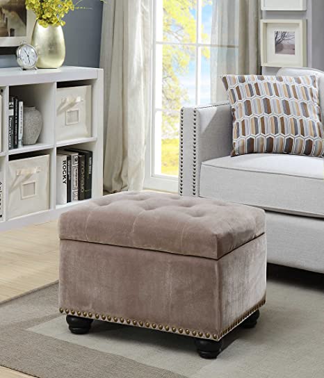 Solid Wooden Frame Fabric Velvet Storage Ottoman -