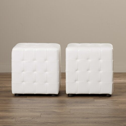 Solid Wooden Frame Leatherette Ottoman -