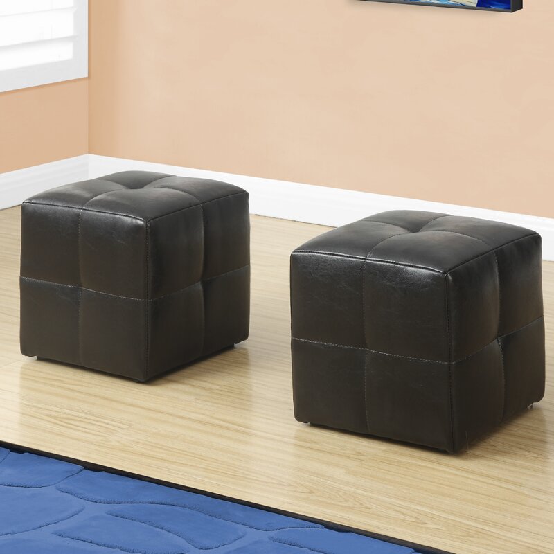Solid Wooden Frame Leatherette Ottoman -