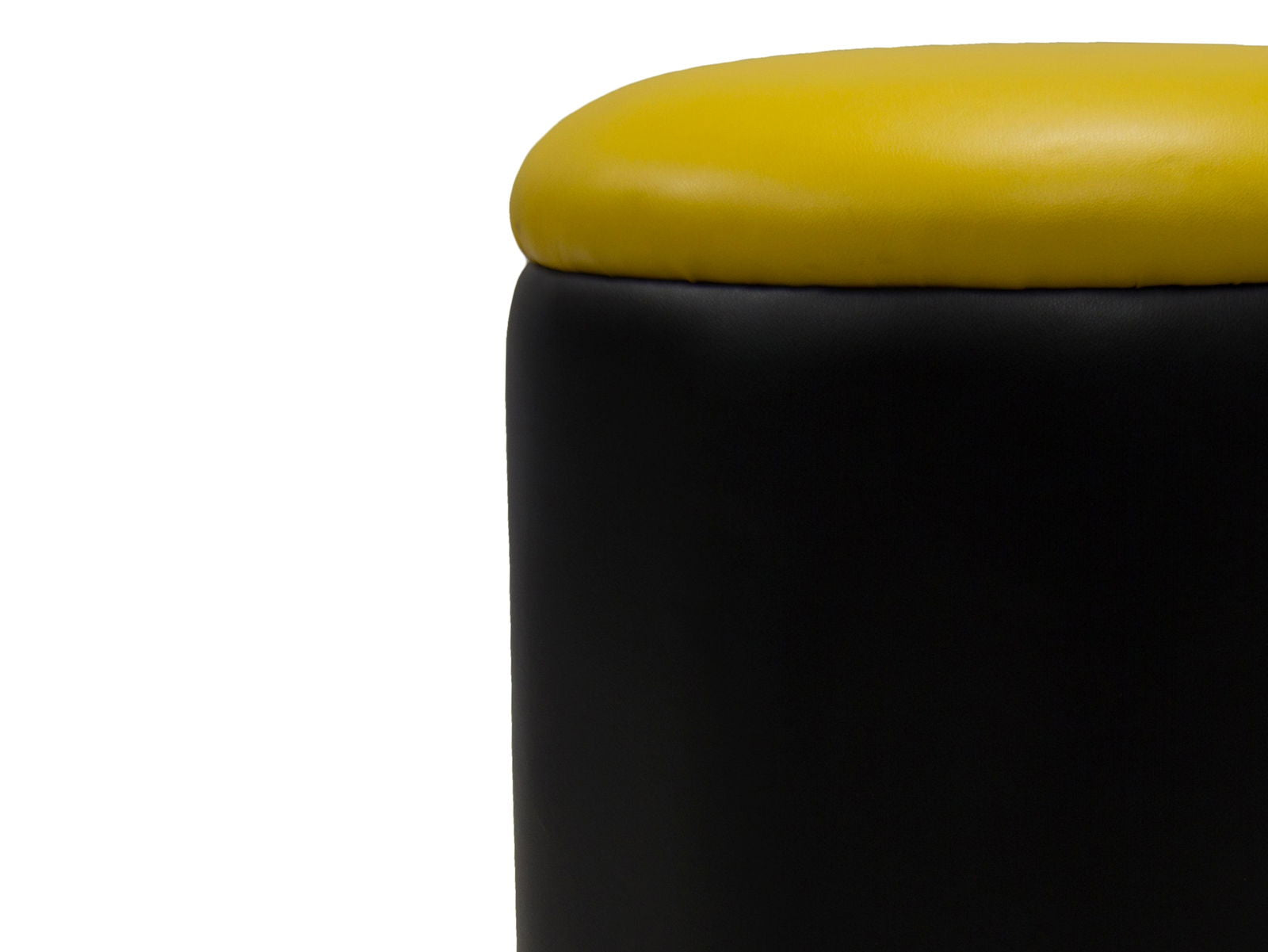 Solid Wooden Frame Leatherette Pouffe -