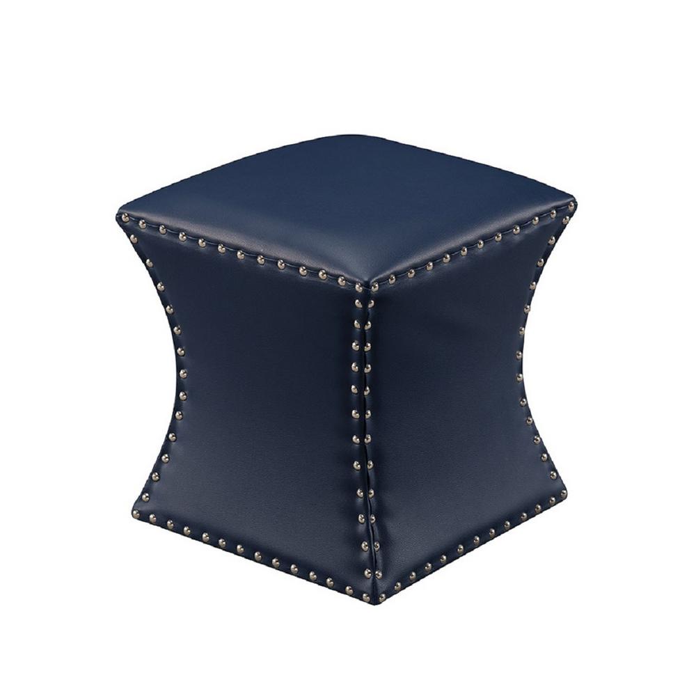 Solid Wooden Frame Leatherette Pouffe