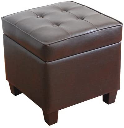 Solid Wooden Frame Leatherette Storage Ottoman -