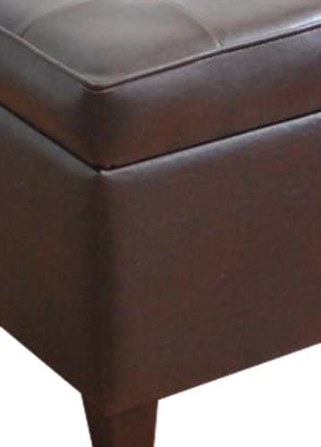 Solid Wooden Frame Leatherette Storage Ottoman -