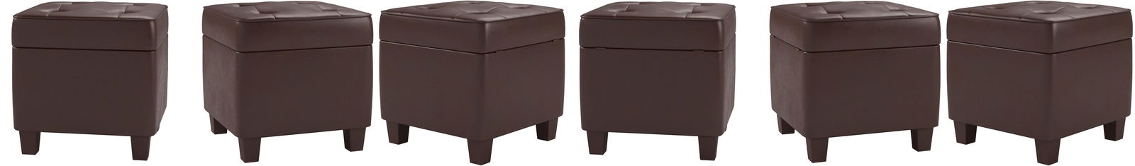 Solid Wooden Frame Leatherette Storage Ottoman -
