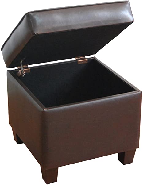 Solid Wooden Frame Leatherette Storage Ottoman -