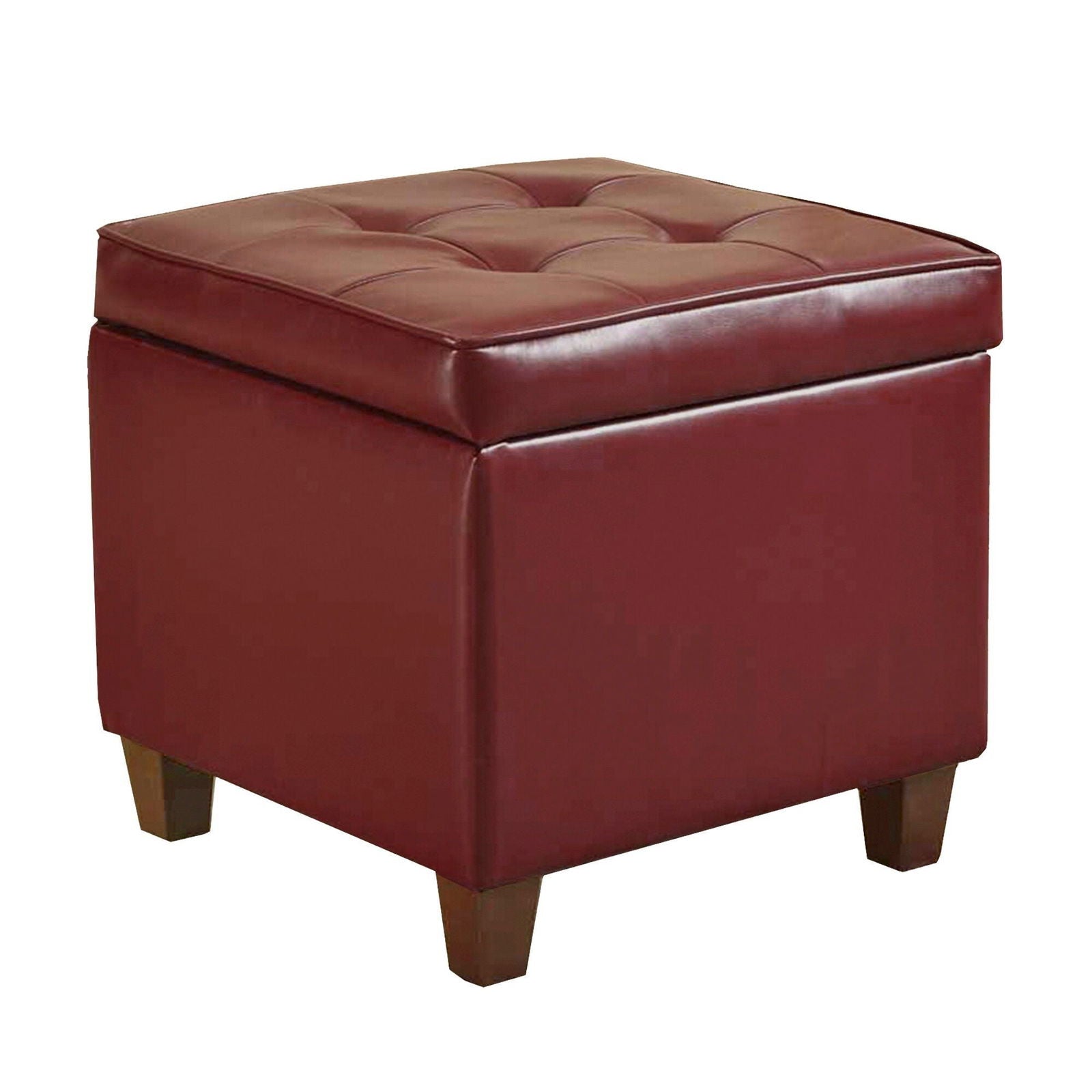 Solid Wooden Frame Leatherette Storage Ottoman -