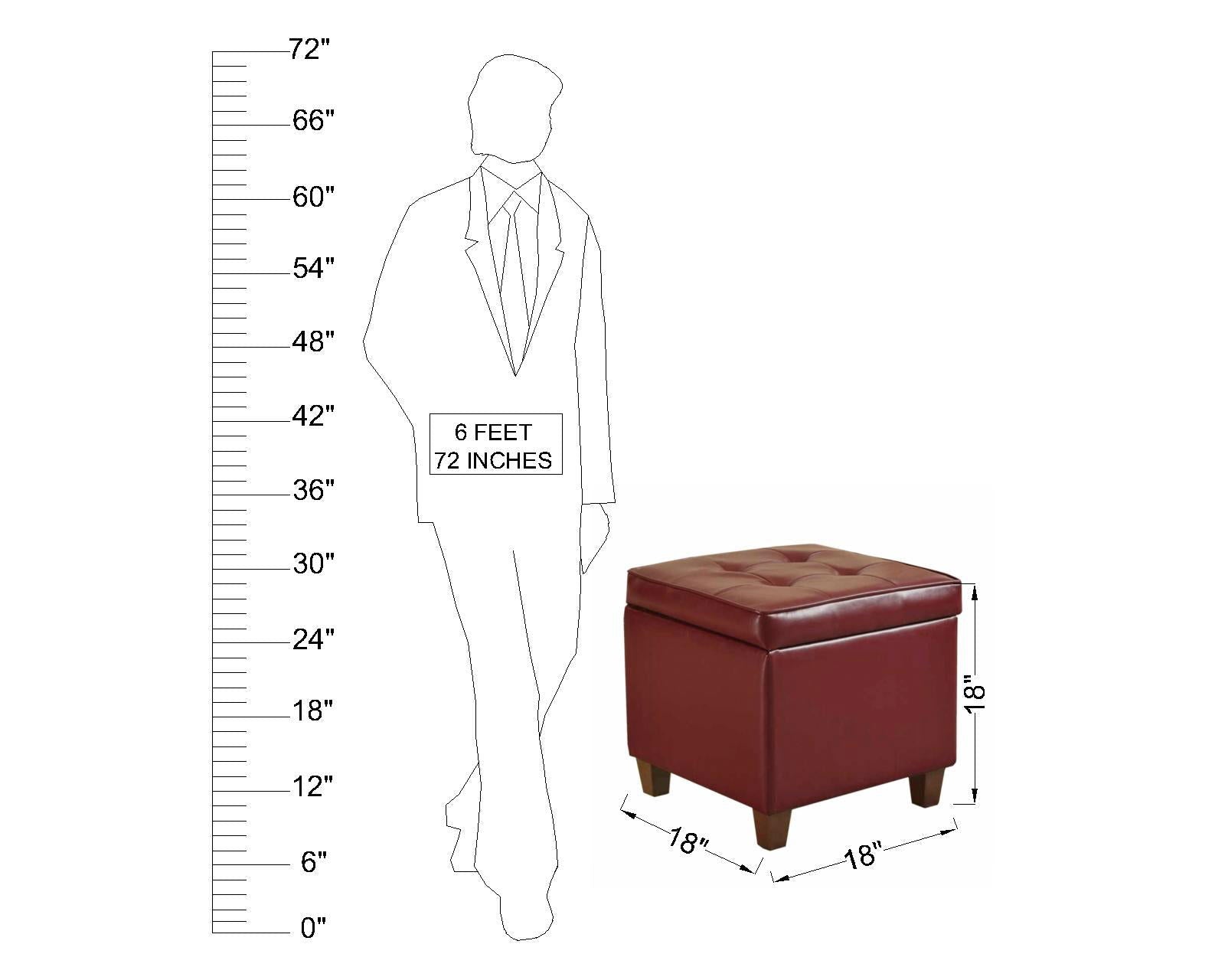 Solid Wooden Frame Leatherette Storage Ottoman -