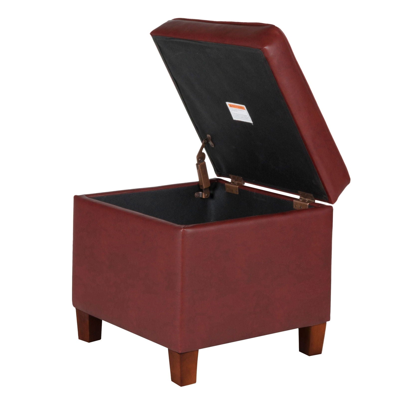Solid Wooden Frame Leatherette Storage Ottoman -