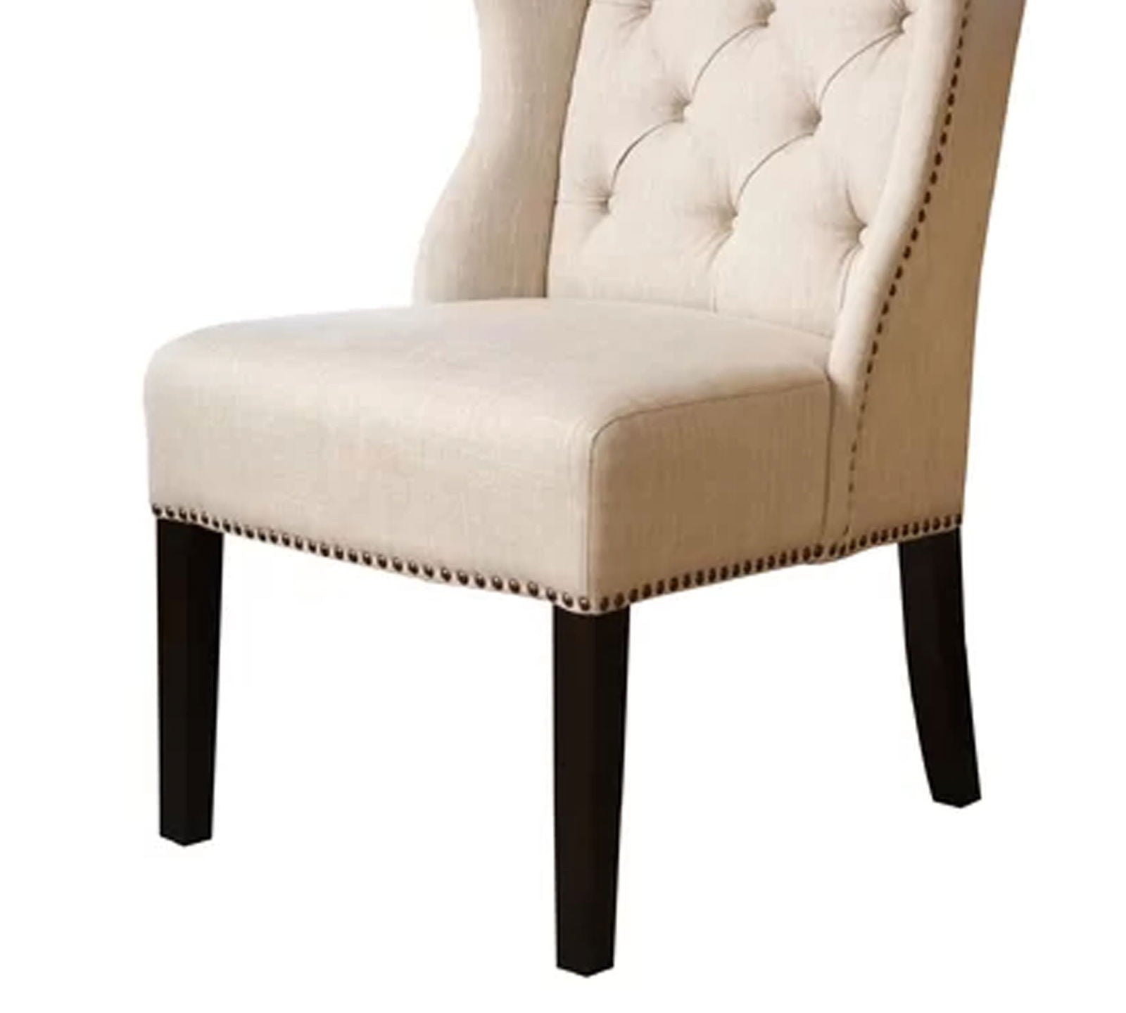 Solid Wooden Frame Legs Base Fabric Dining Chair -