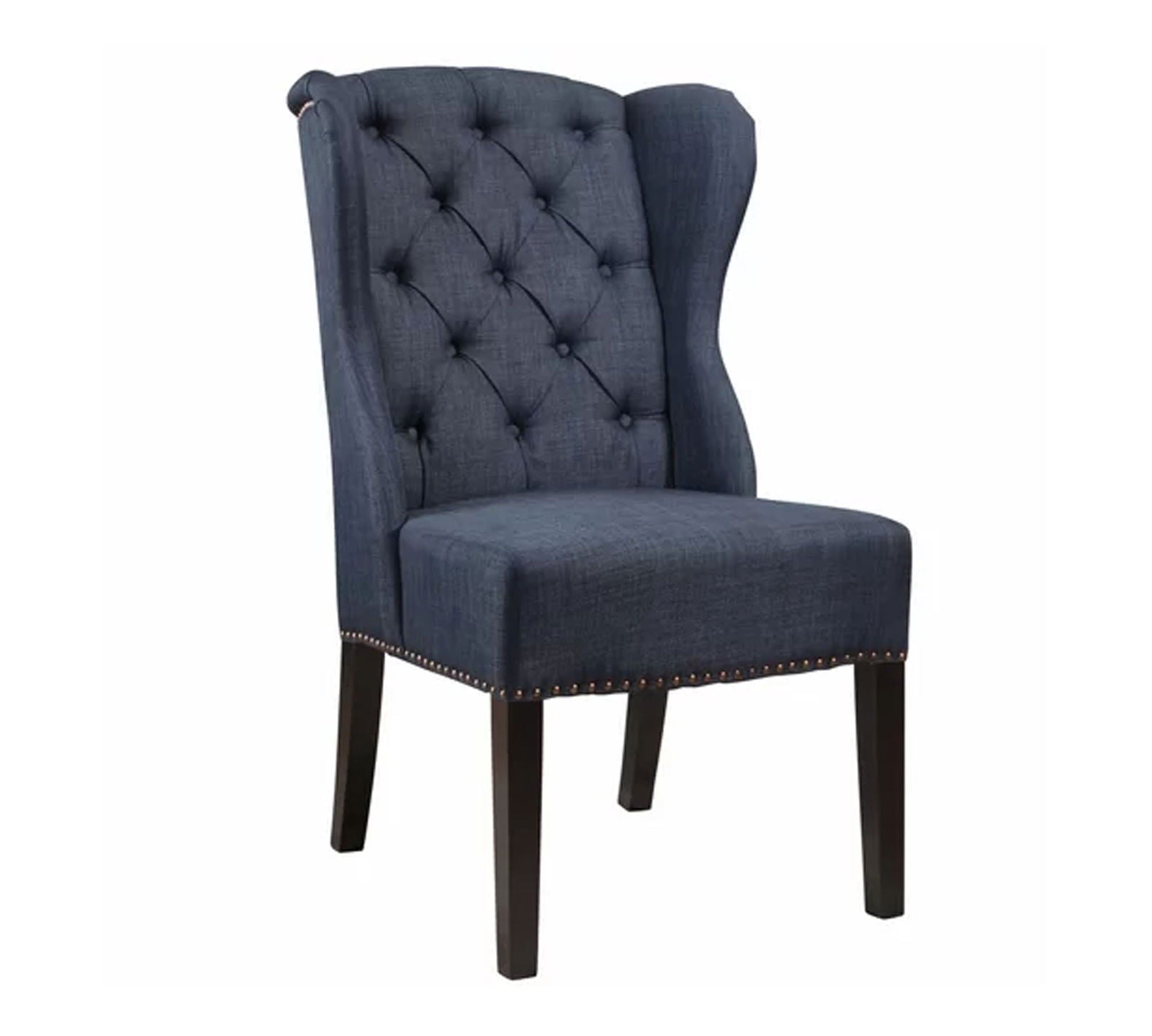 Solid Wooden Frame Legs Base Fabric Dining Chair -