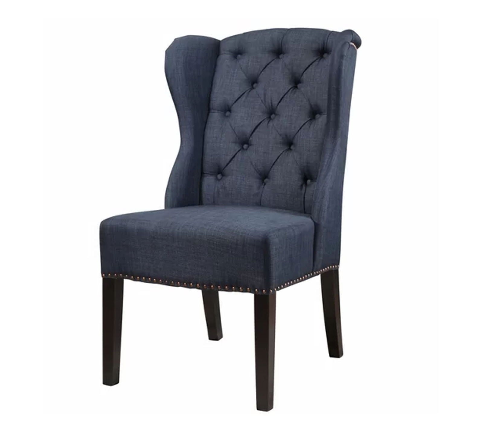 Solid Wooden Frame Legs Base Fabric Dining Chair -