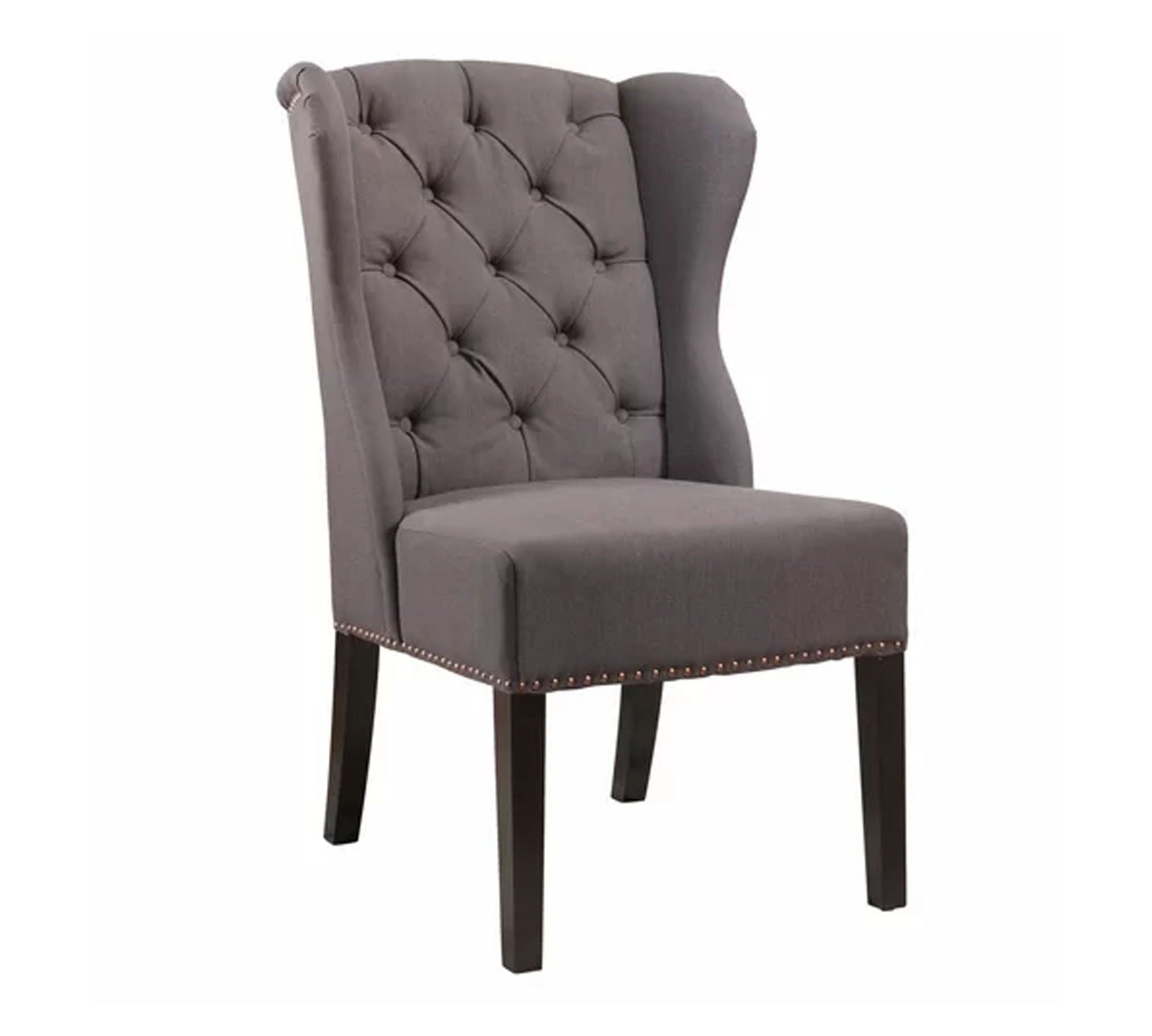 Solid Wooden Frame Legs Base Fabric Dining Chair -