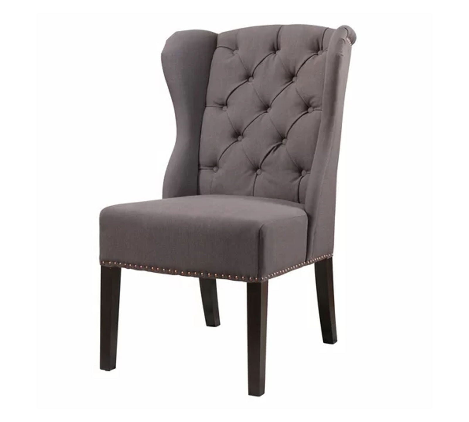 Solid Wooden Frame Legs Base Fabric Dining Chair -