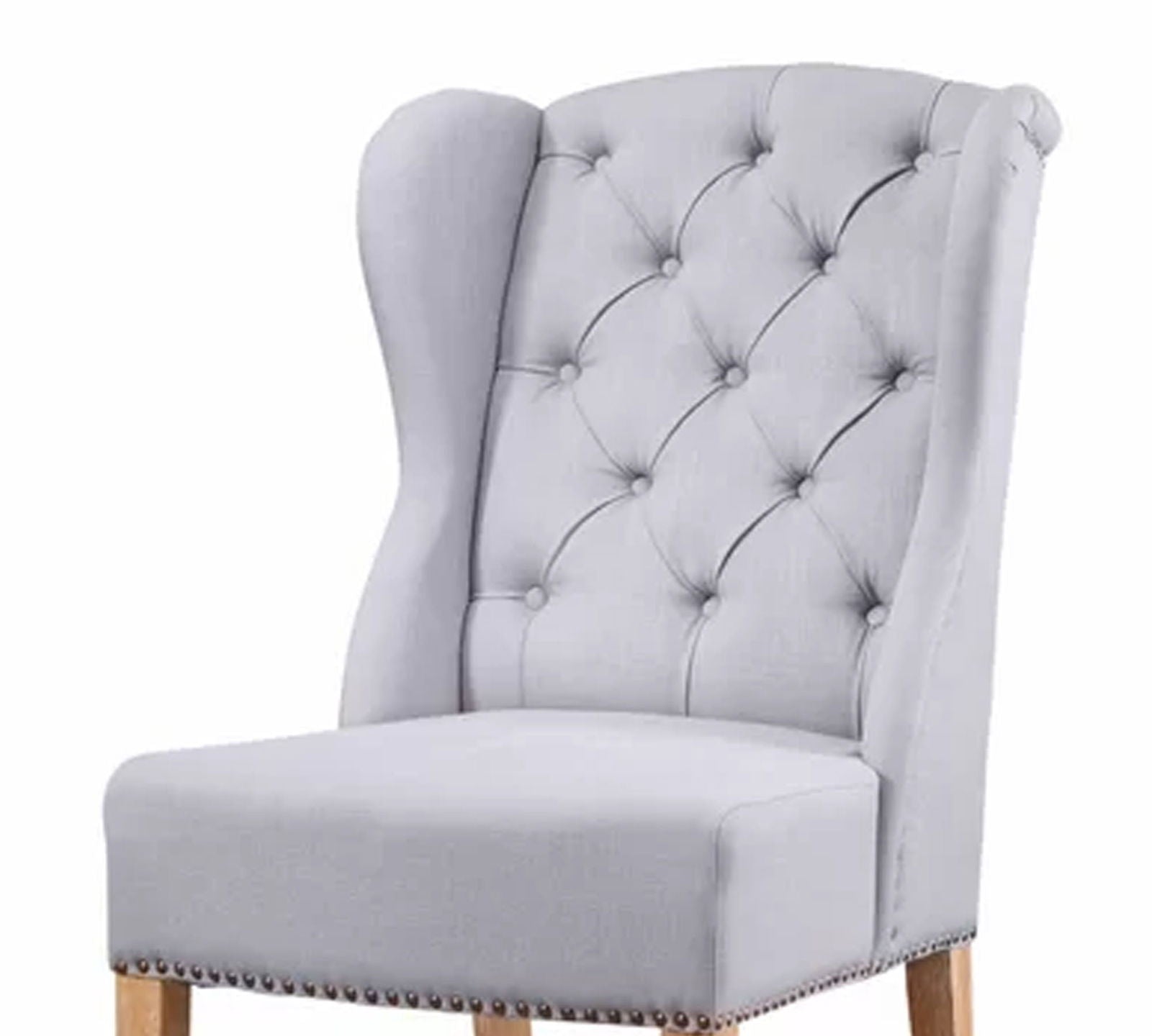 Solid Wooden Frame Legs Base Fabric Dining Chair -