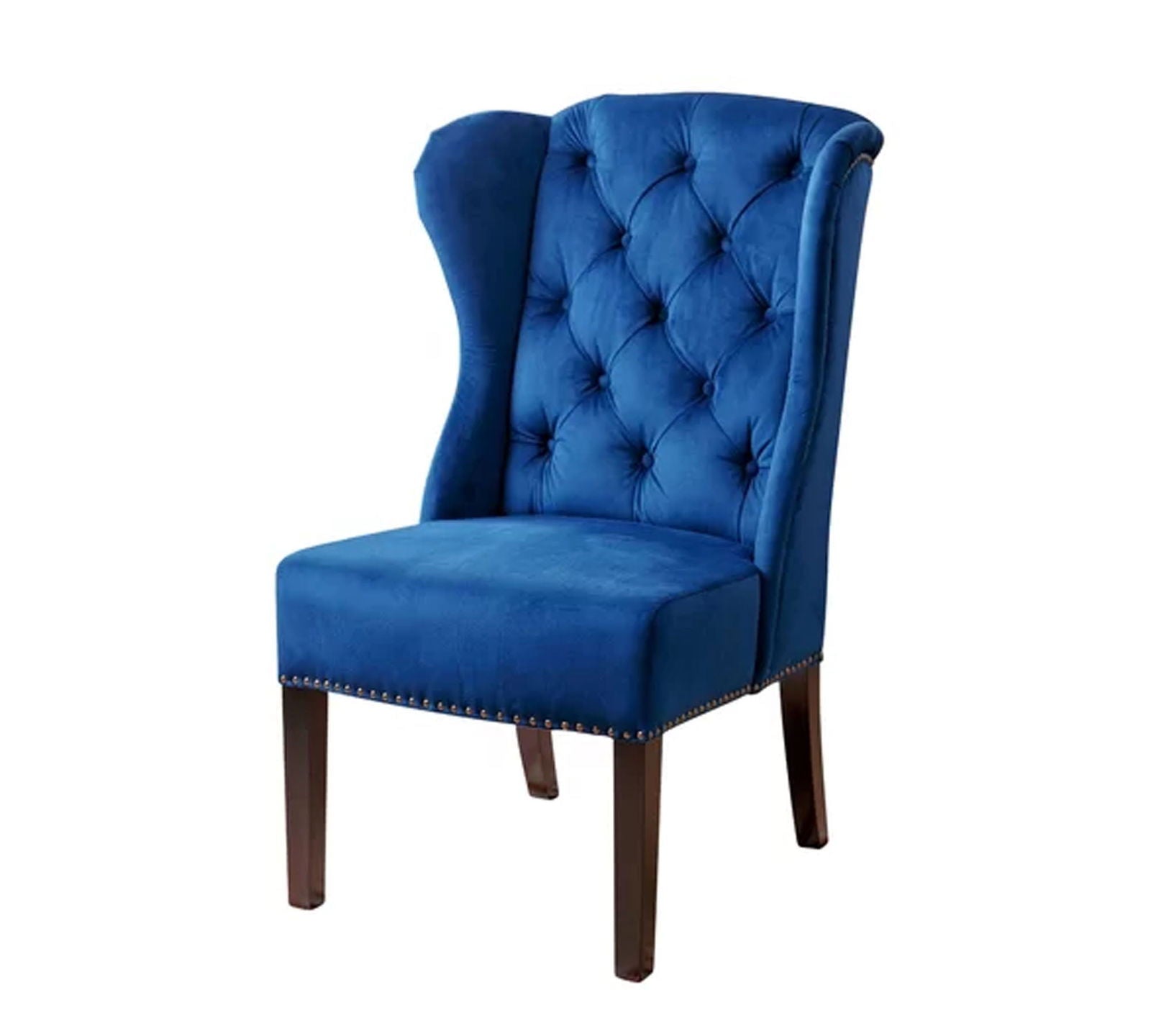 Solid Wooden Frame Legs Base Fabric Dining Chair -