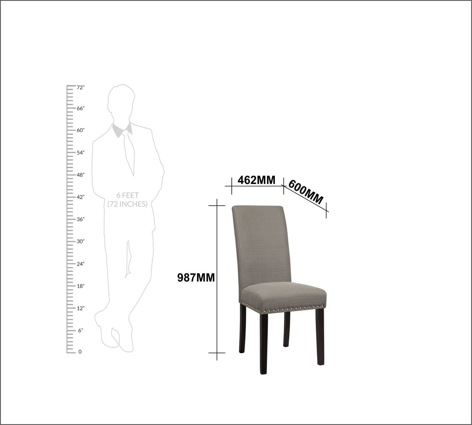 Solid Wooden Frame Legs Base Fabric Dining Chair -