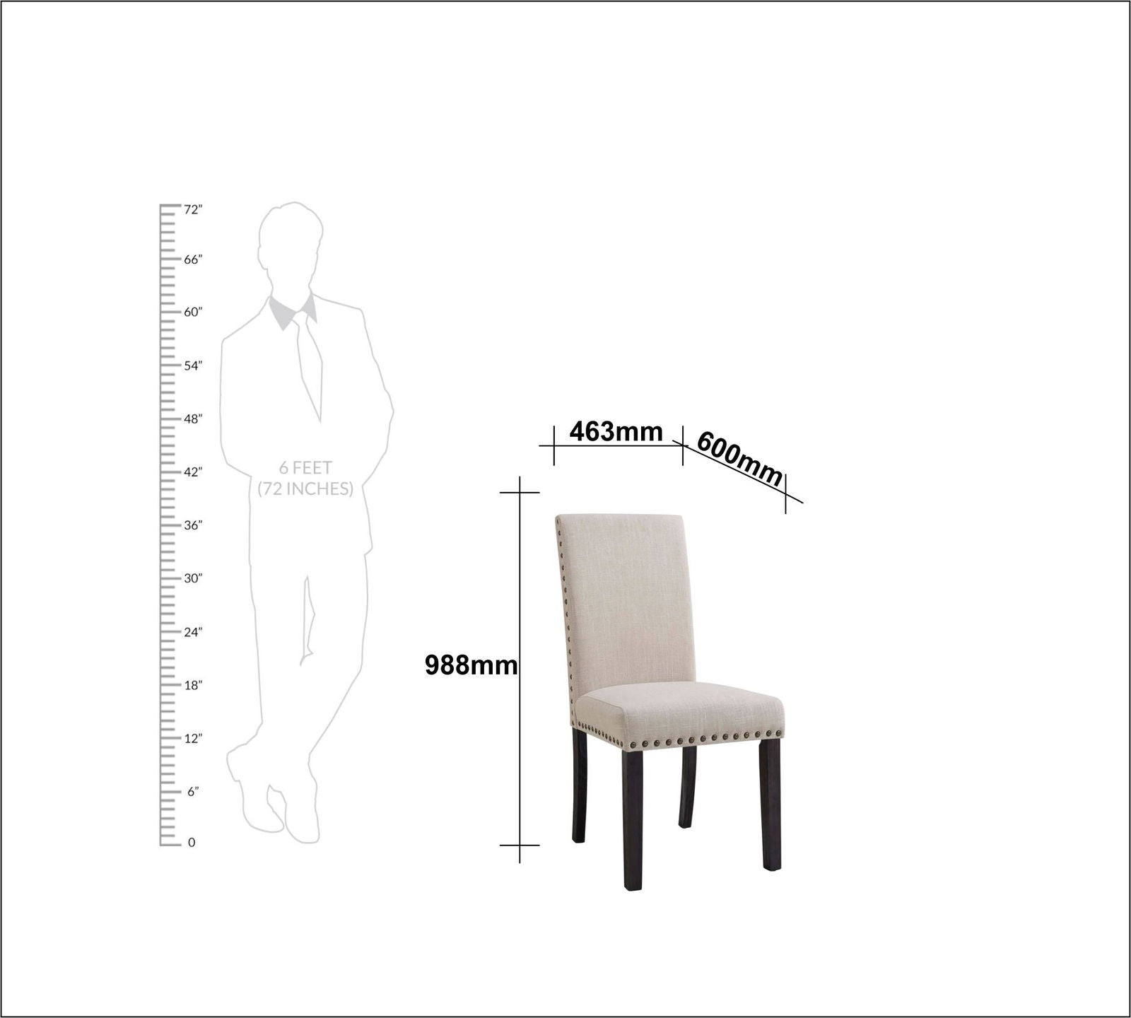 Solid Wooden Frame Legs Base Fabric Dining Chair -