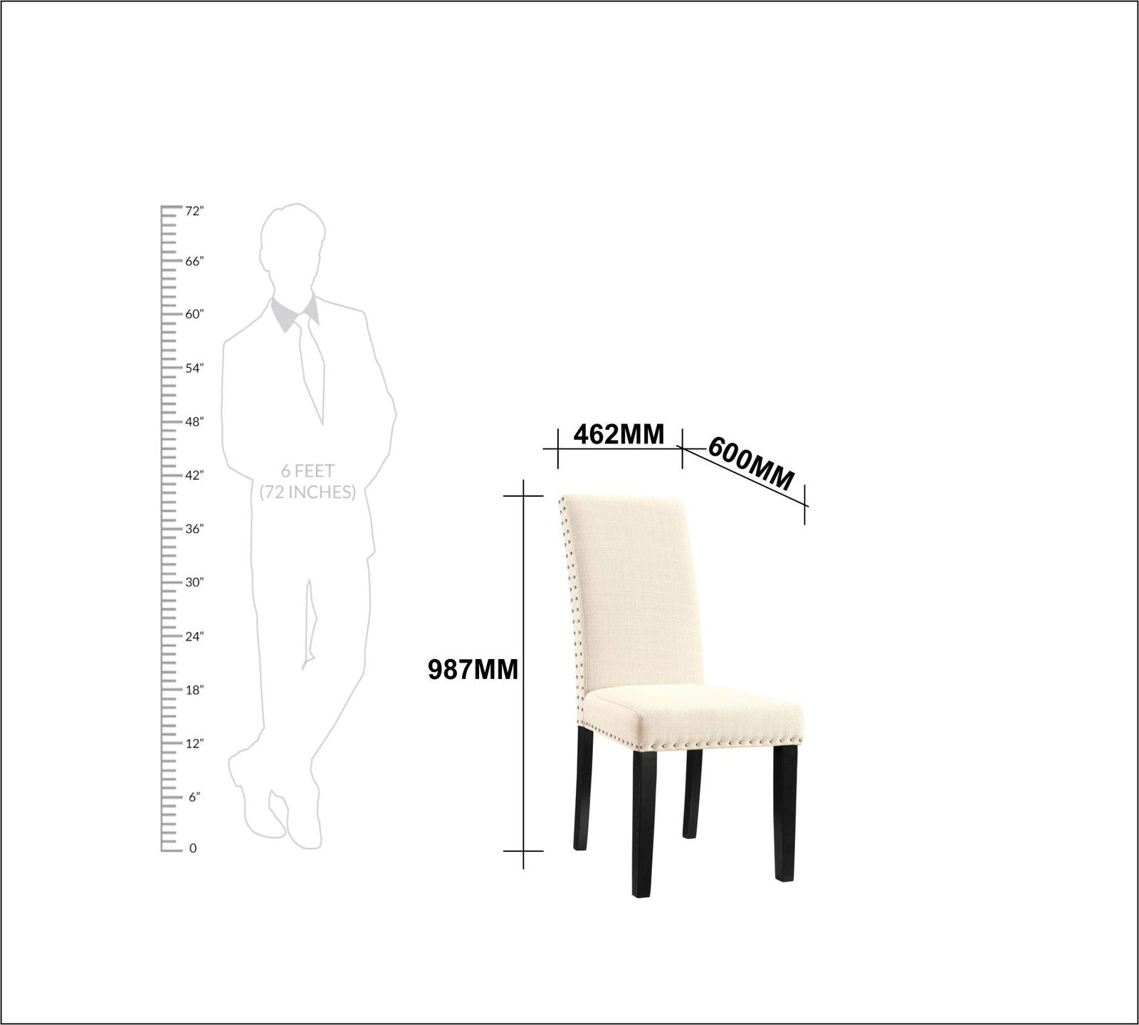 Solid Wooden Frame Legs Base Fabric Dining Chair -