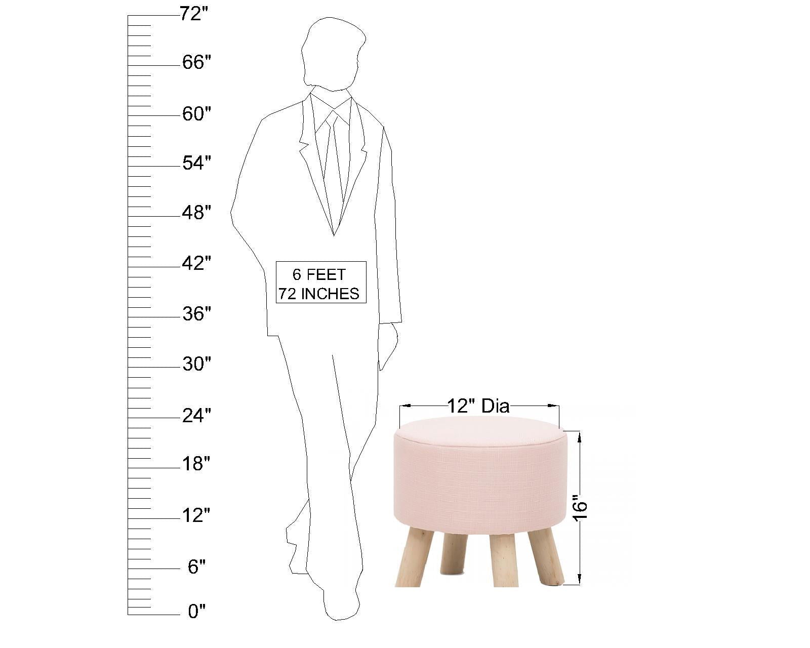 Solid Wooden Frame Legs Base Fabric Ottoman -