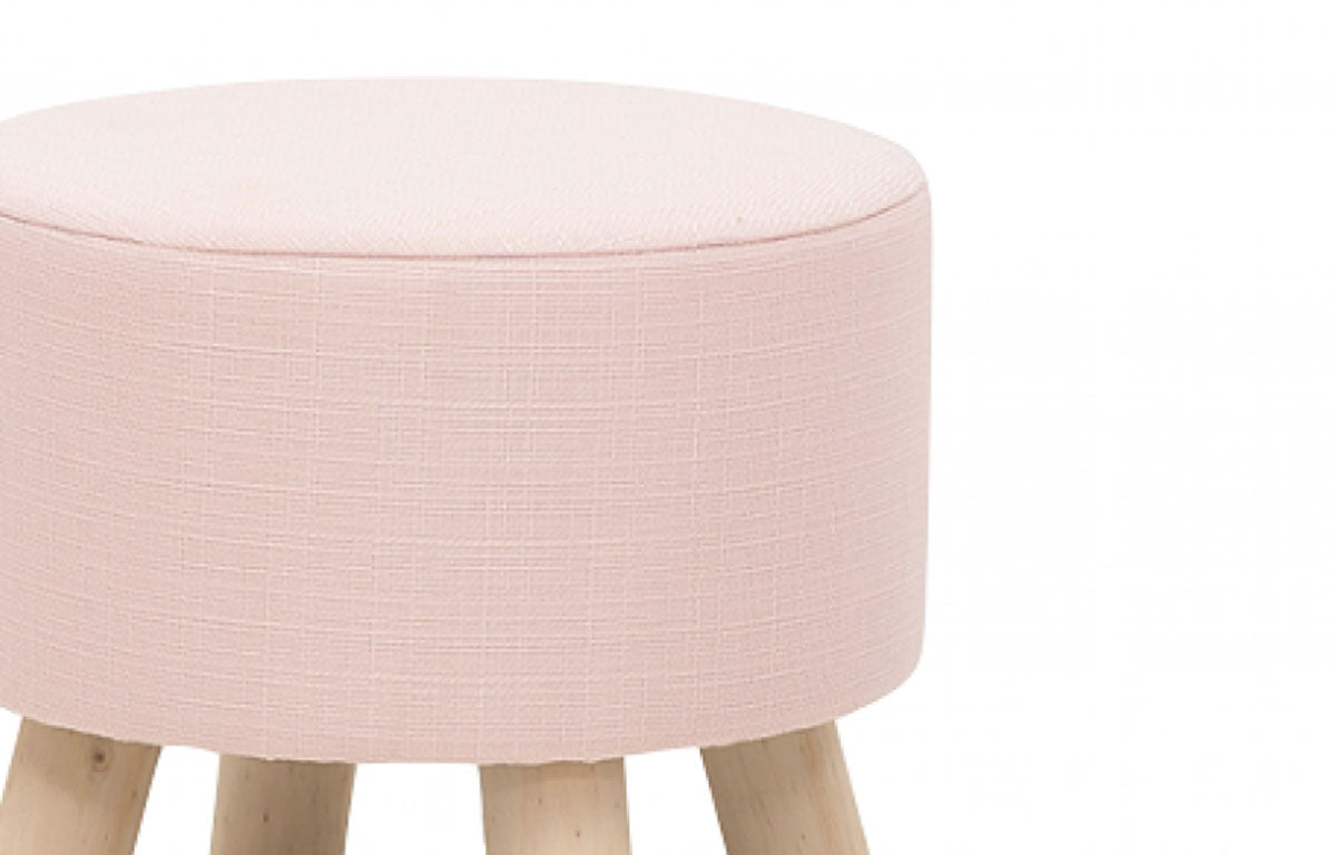 Solid Wooden Frame Legs Base Fabric Ottoman -