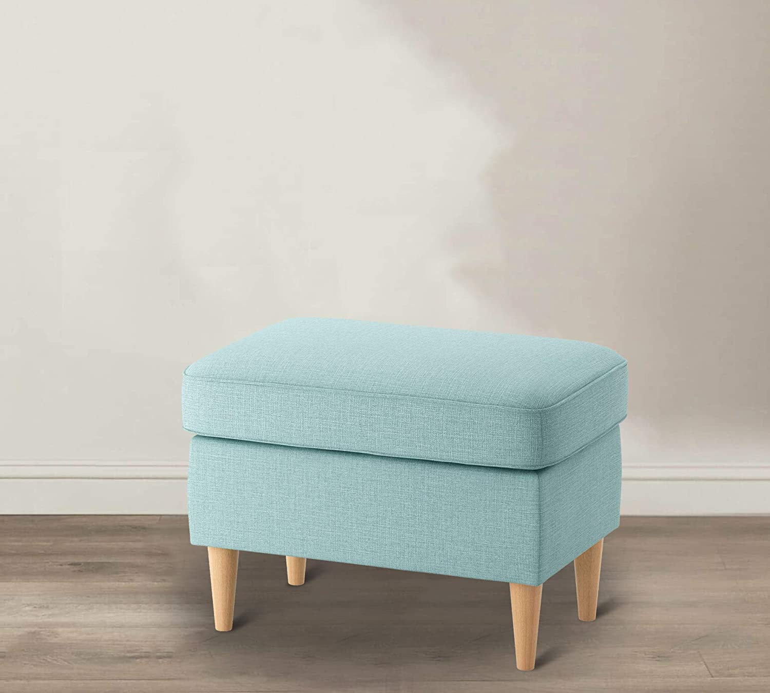 Solid Wooden Frame Legs Base Fabric Ottoman -