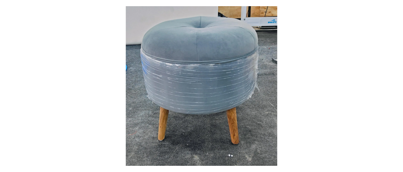 Solid Wooden Frame Legs Base Fabric Ottoman Footstool -