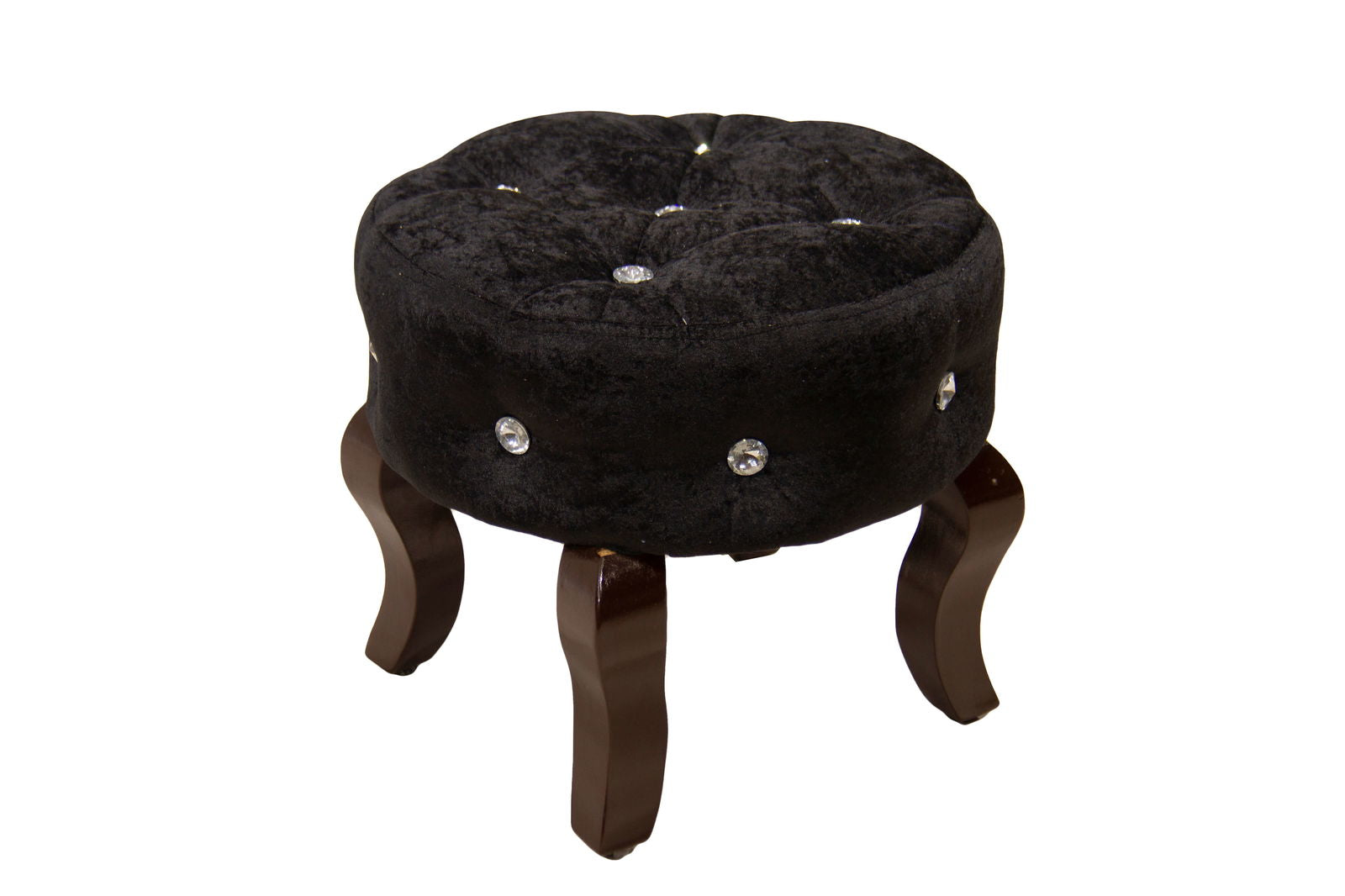 Solid Wooden Frame Legs Base Fabric Ottoman Footstool -