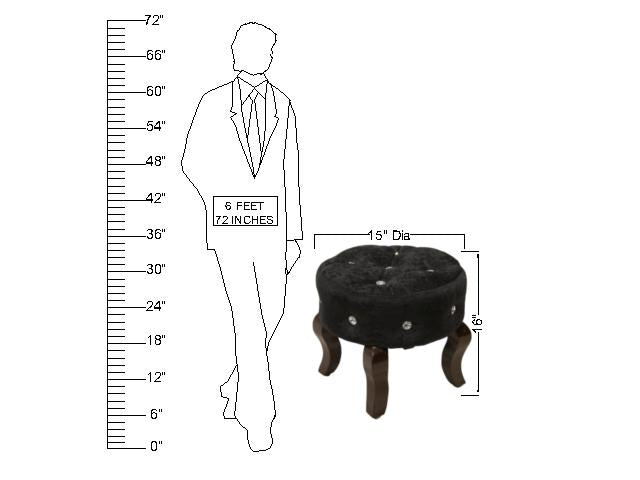 Solid Wooden Frame Legs Base Fabric Ottoman Footstool -