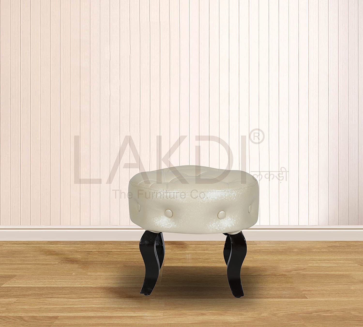 Solid Wooden Frame Legs Base Leatherette Ottoman -