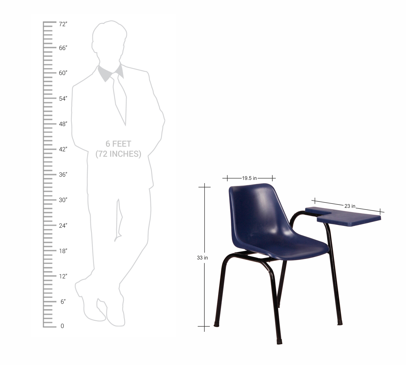 Study Chair With Writing Pad in The Metal Frame Legs Base -
