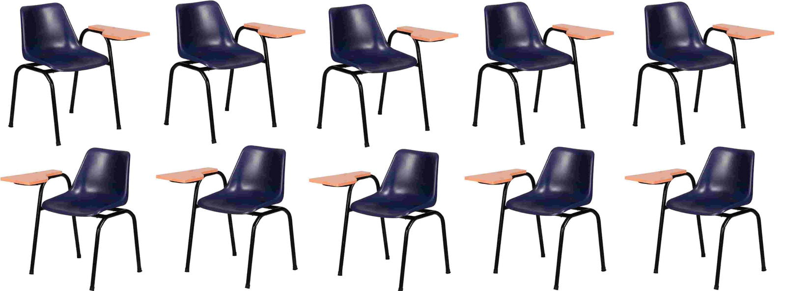 Study Chair With Writing Pad in The Metal Frame Legs Base - Blue -