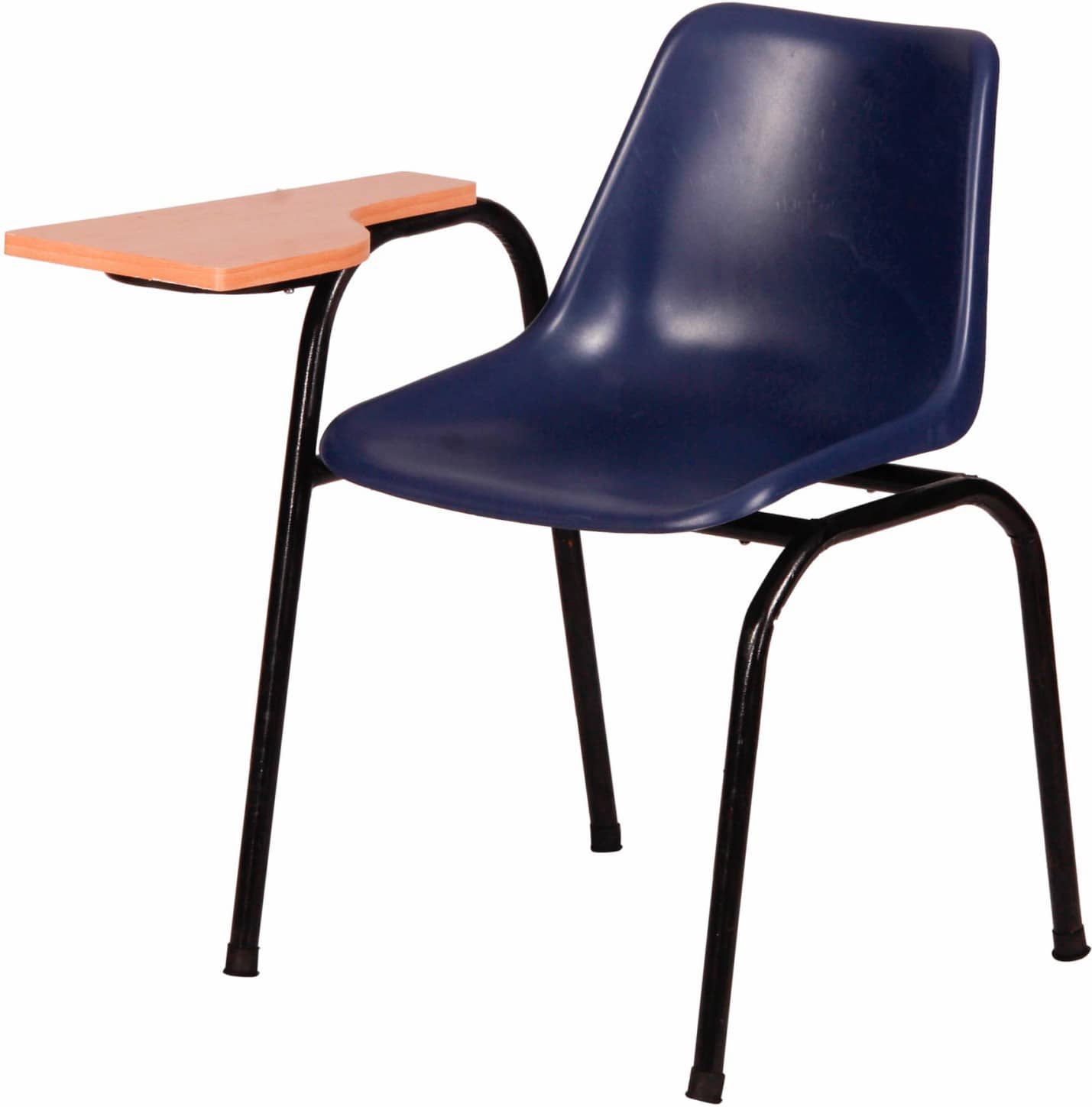 Study Chair with Writing Pad in Metal Frame Legs Base Blue