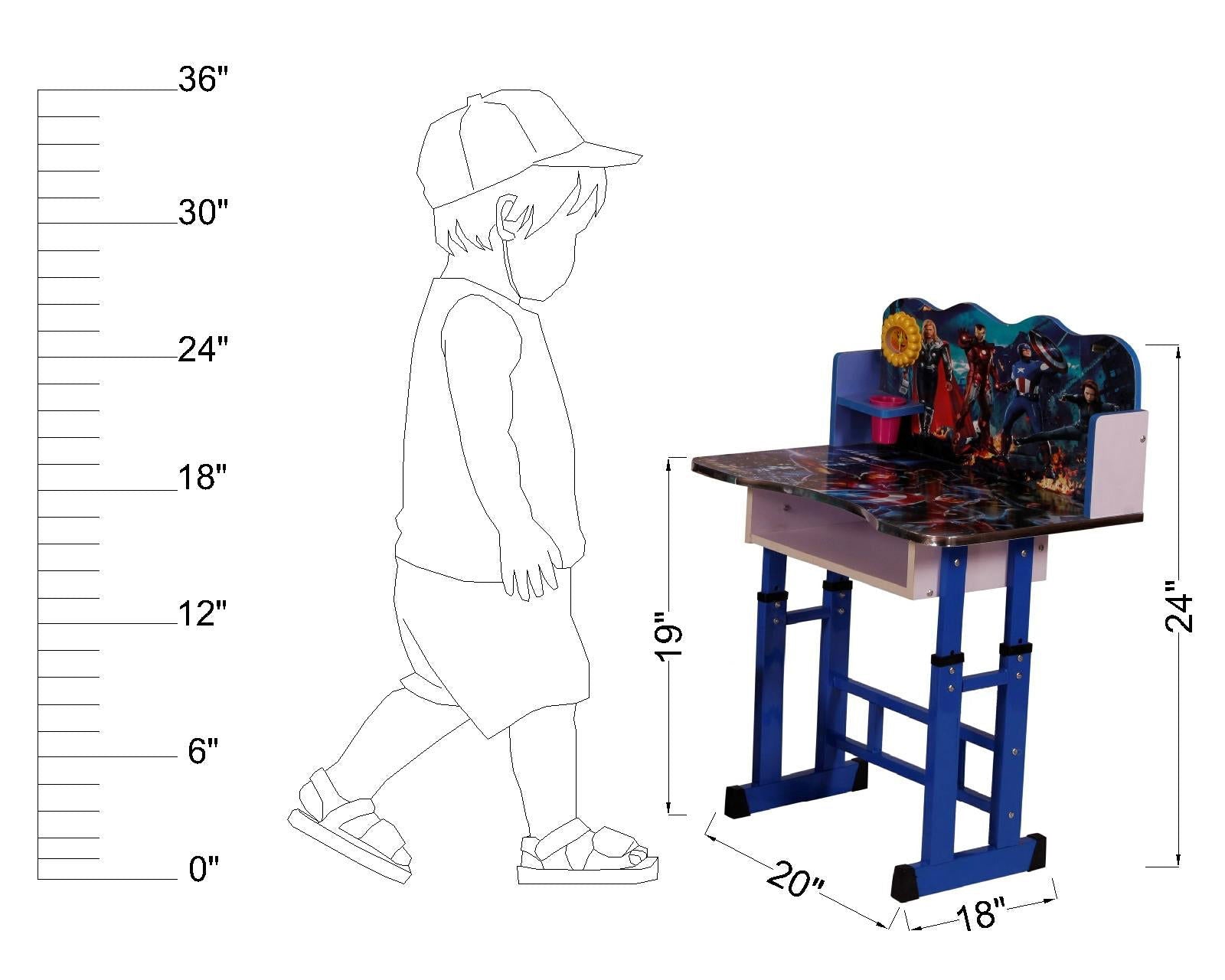 Study Table With Chair for Students in The Particle Board Cartoon Theme -