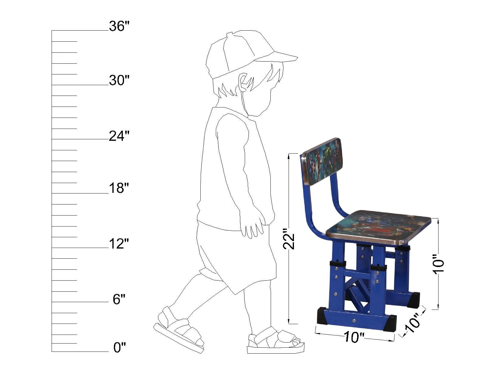 Study Table With Chair for Students in The Particle Board Cartoon Theme -