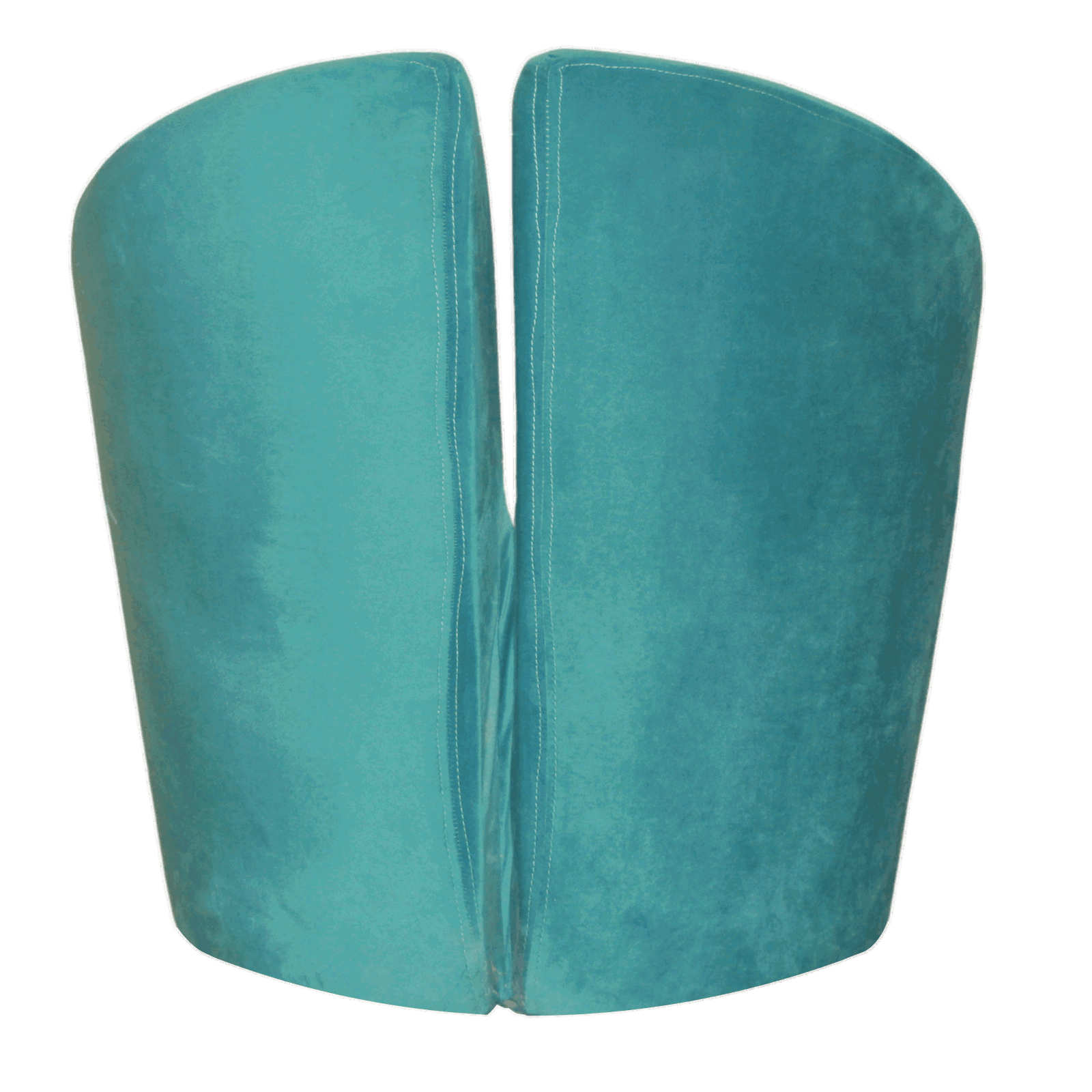 Swivel Blue Fabric Upholstery & Metal Base Ottoman -