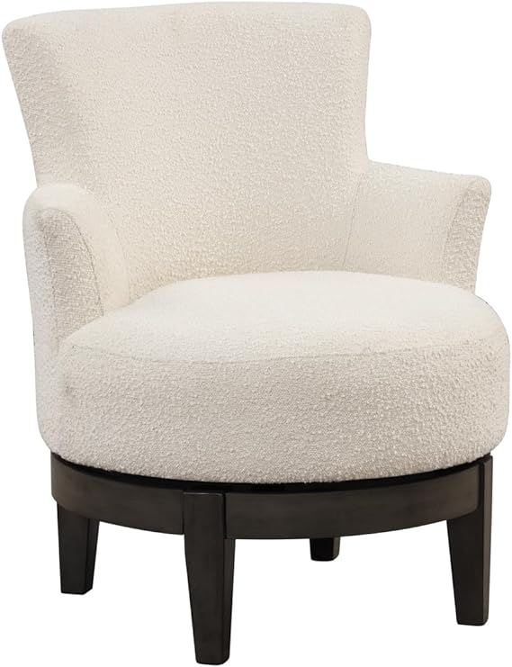 Swivel Chair with Unique Wingback, Accent Chair Chair Rubber Wood Legs -