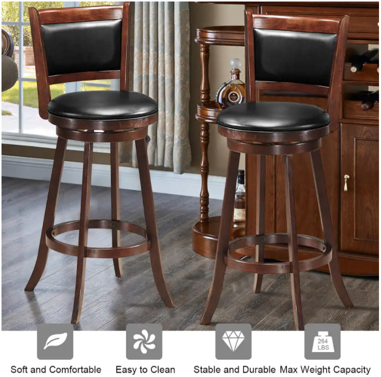 Swivel Dining Chair with Wooden Frame Base -