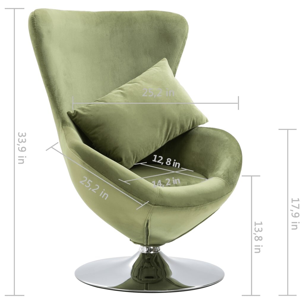 Swivel Egg Chair with Cushion Velvet Padded Seat Lounge Chair -