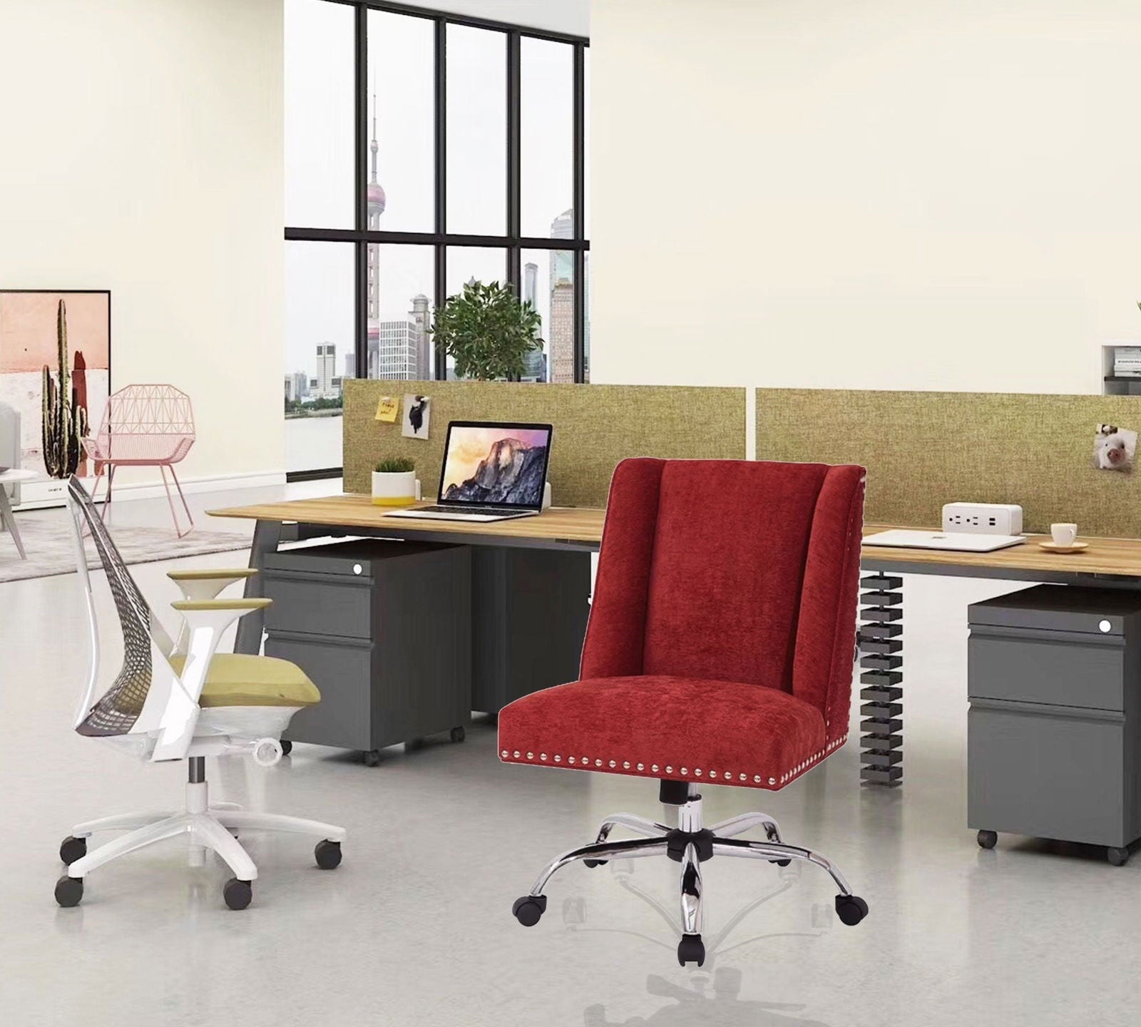 Swivel Lounge Chair with Chrome Base -