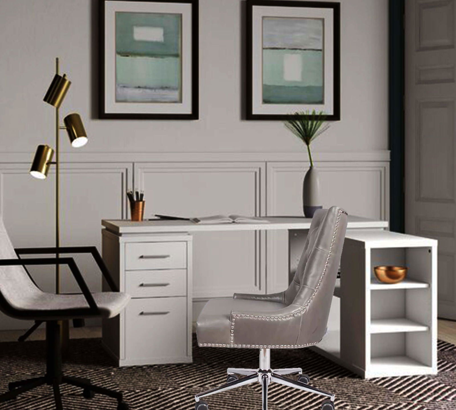 Swivel Lounge Chair with Height Adjustable Chrome Base -