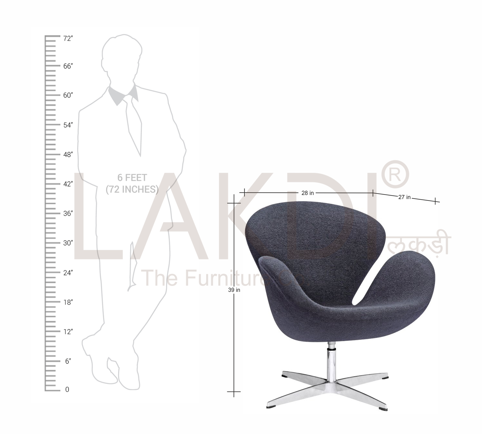 Swivel Tulip Chair With Metal Chrome Base -
