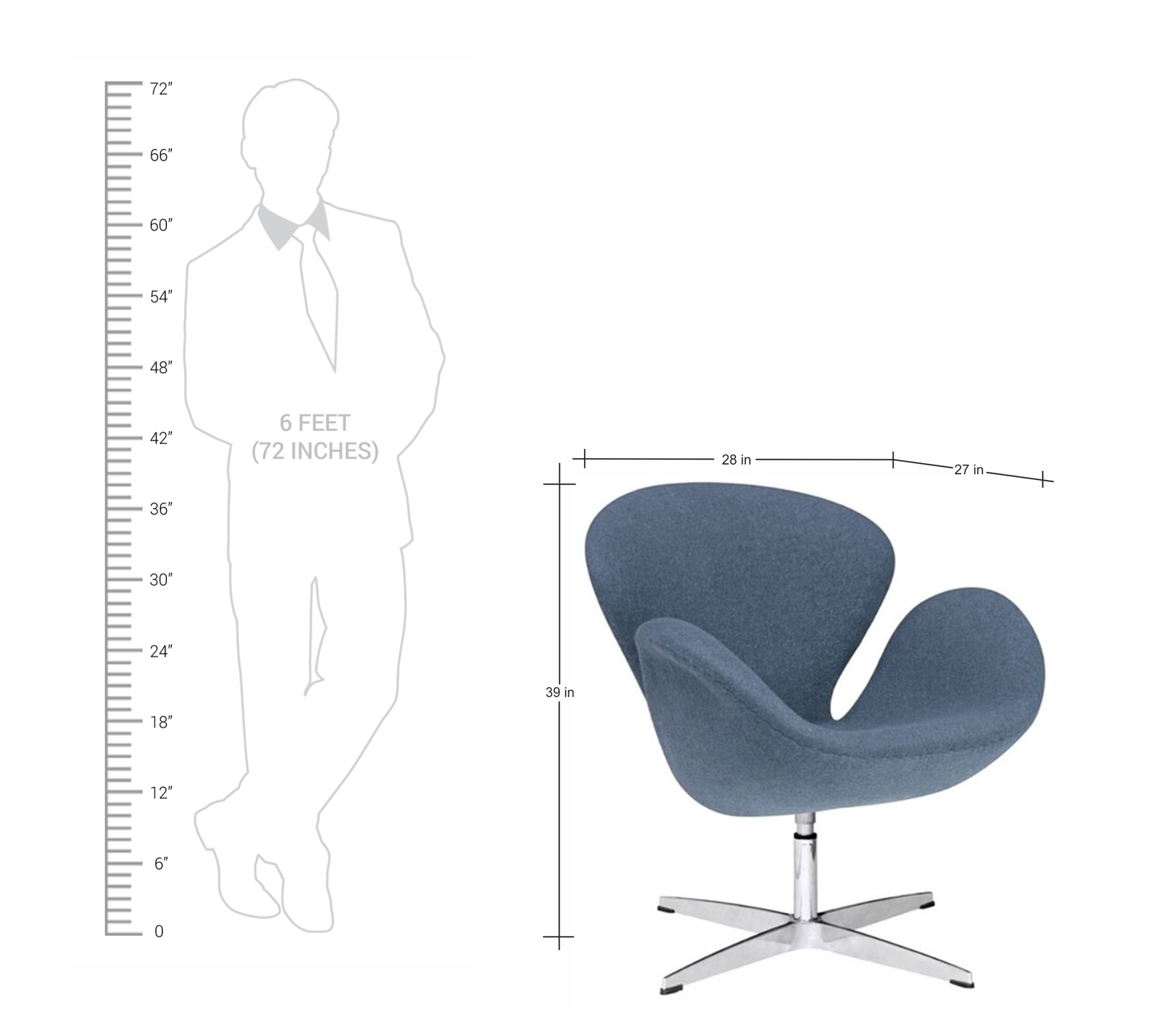 Swivel Tulip Chair With Metal Chrome Base -