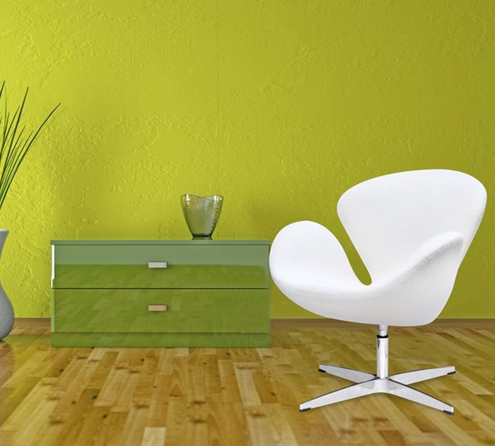 Swivel Tulip Chair With Metal Chrome Base -