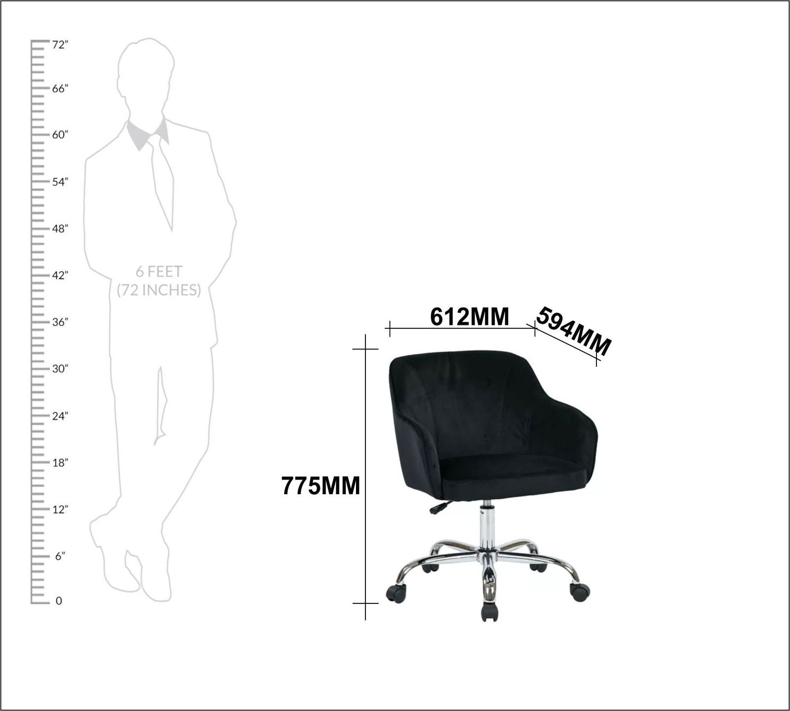 Swivel Velvet Lounge & Office  Chair with Wheels -