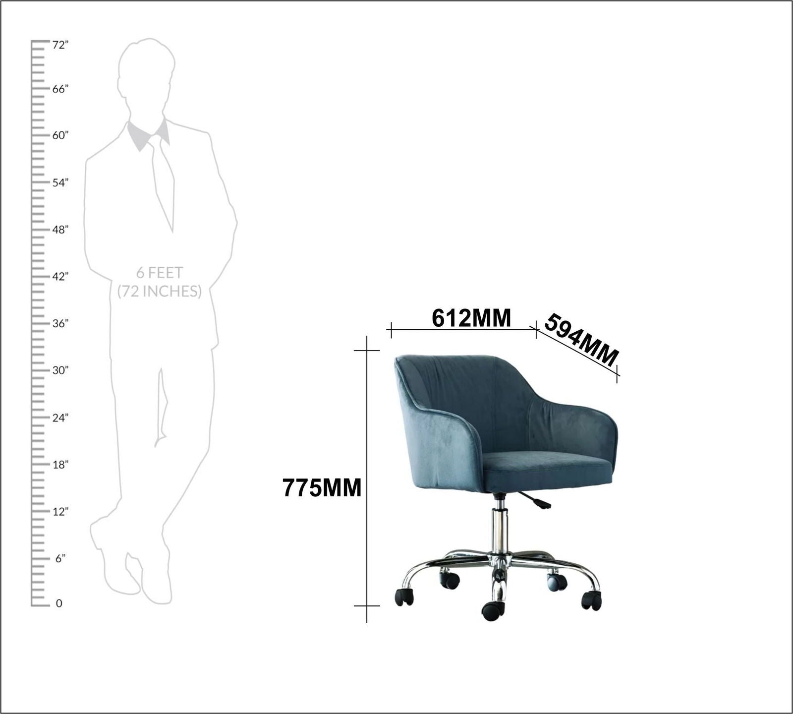 Swivel Velvet Lounge & Office  Chair with Wheels -