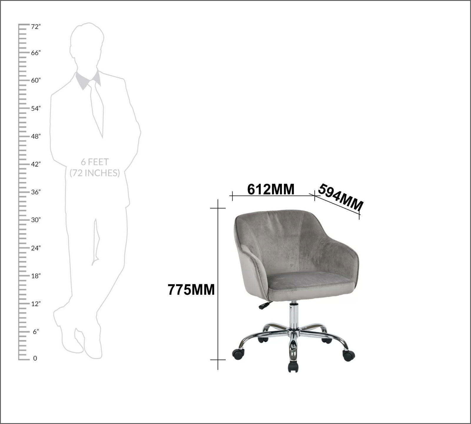 Swivel Velvet Lounge & Office  Chair with Wheels -