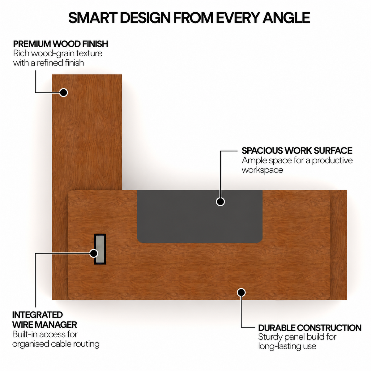 Luxury Executive Office Table with Side Storage, Premium PLY And amp; Manager Desk for Corporate Cabin and Office Interiors